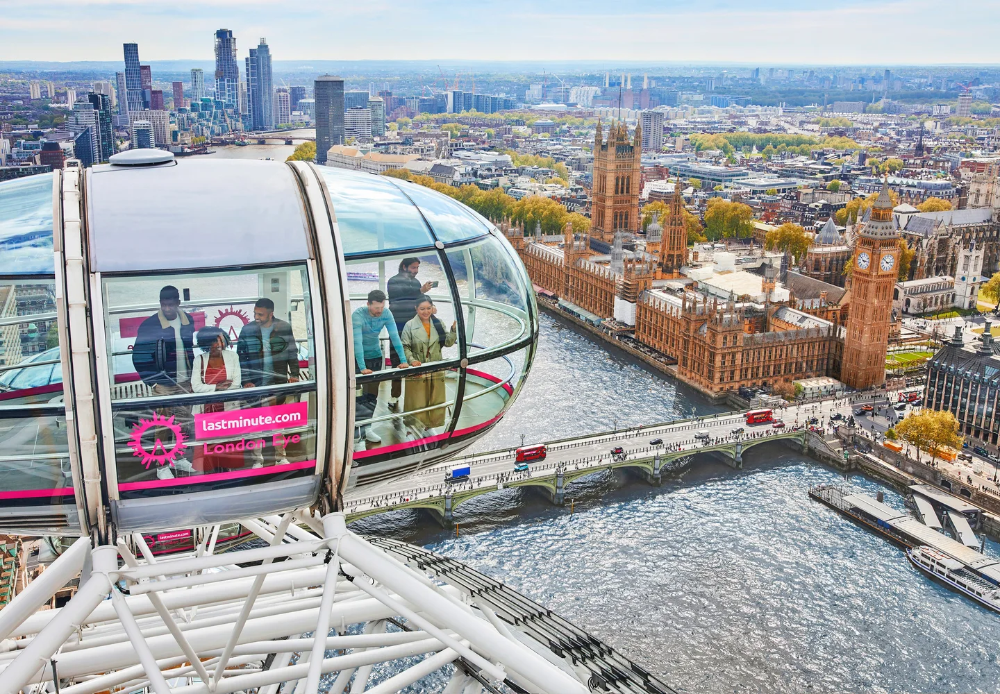 London Eye capsule overlooking the Thames and central London